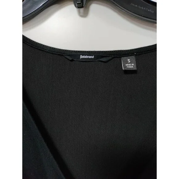 Betabrand Womens Stretch Surplice Neck Long Sleeve Peplum Blouse Black Small - Picture 4 of 9